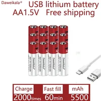 New 1.5V AA + AAA USB fast charging Rechargeable Battery Large Capacity 5500mah Li-Ion Battery For Toy Remote Control Mouse LED 2