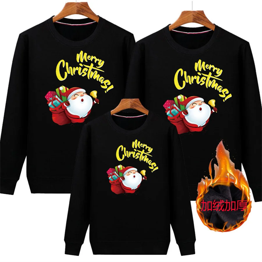 thumbnail image 1 of Sudadera con capucha familiar, conjuntos navideños a juego, ropa cálida para niños, sudadera y suéter de terciopelo, regalo de Papá Noel para adultos y niños, 1 of 5