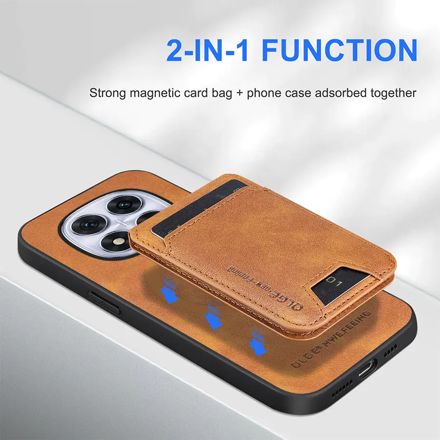 Magnetic Leather Wallet Card Holder Case - Shockproof with Stand Feature