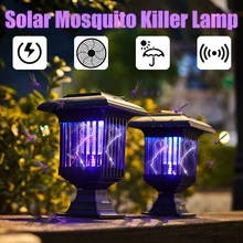 Solar Mosquito Killer Lamp Outdoor Waterproof Bug Zapper Light LED Electric Shock Mosquito Trap Lamp For Lawn Garden Courtyard