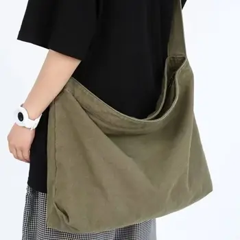 Borsa a tracolla da donna Borsa a tracolla di grande capacità per donna 2025 Nuova borsa da scuola per studentesse coreane di moda in cotone