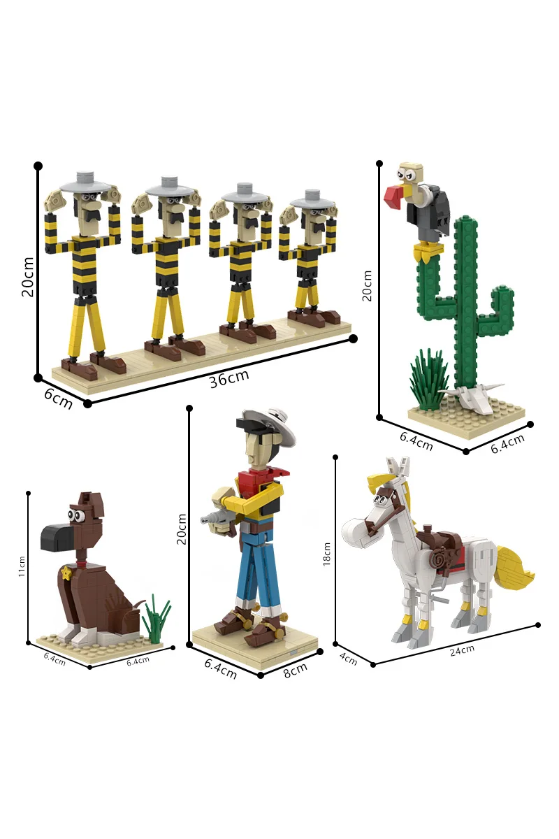 MOC Glück Luke Comic Bausteine Dalton Figur Wüste Kaktus Nette Rantanplan Jolly Jumper Tier Ziegel Spielzeug Kind Geschenk – Detail 8