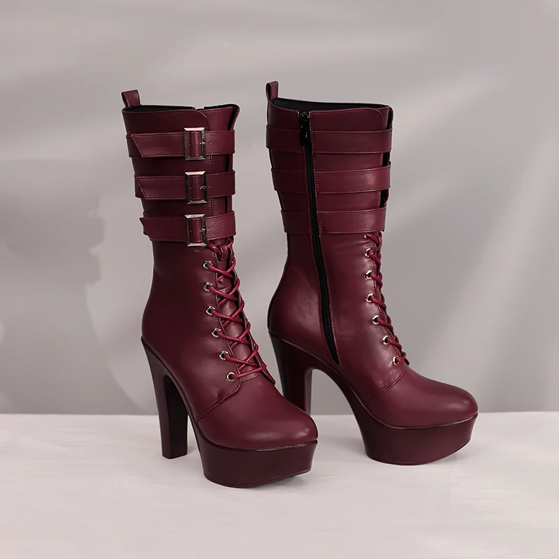 Zenless Zone Zero Ukinami Yuzuha Game Cosplay Shoes 13CM Heel Red