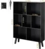 Black Bookshelf,3 Tier Modern Bookcase with Legs,Bookshelves Wood Storage Shelf, Open Book Shelves Cube Organizer 3