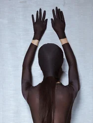Sexy Women Oil Glossy Shiny Short Glove Sheer See Through Black White Sexy Driving Glove Shiny Smooth  Elastic Gloves