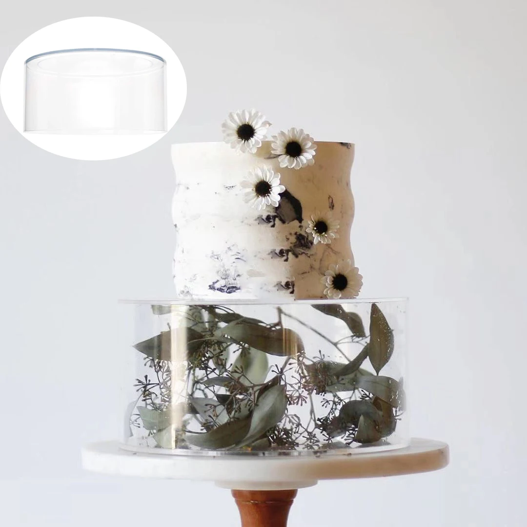 Round Clear Acrylic Fillable Cake Display Board Cake Edge Smoother Scraper Decor Baking Tools Acrylic Fillable Stand Tools