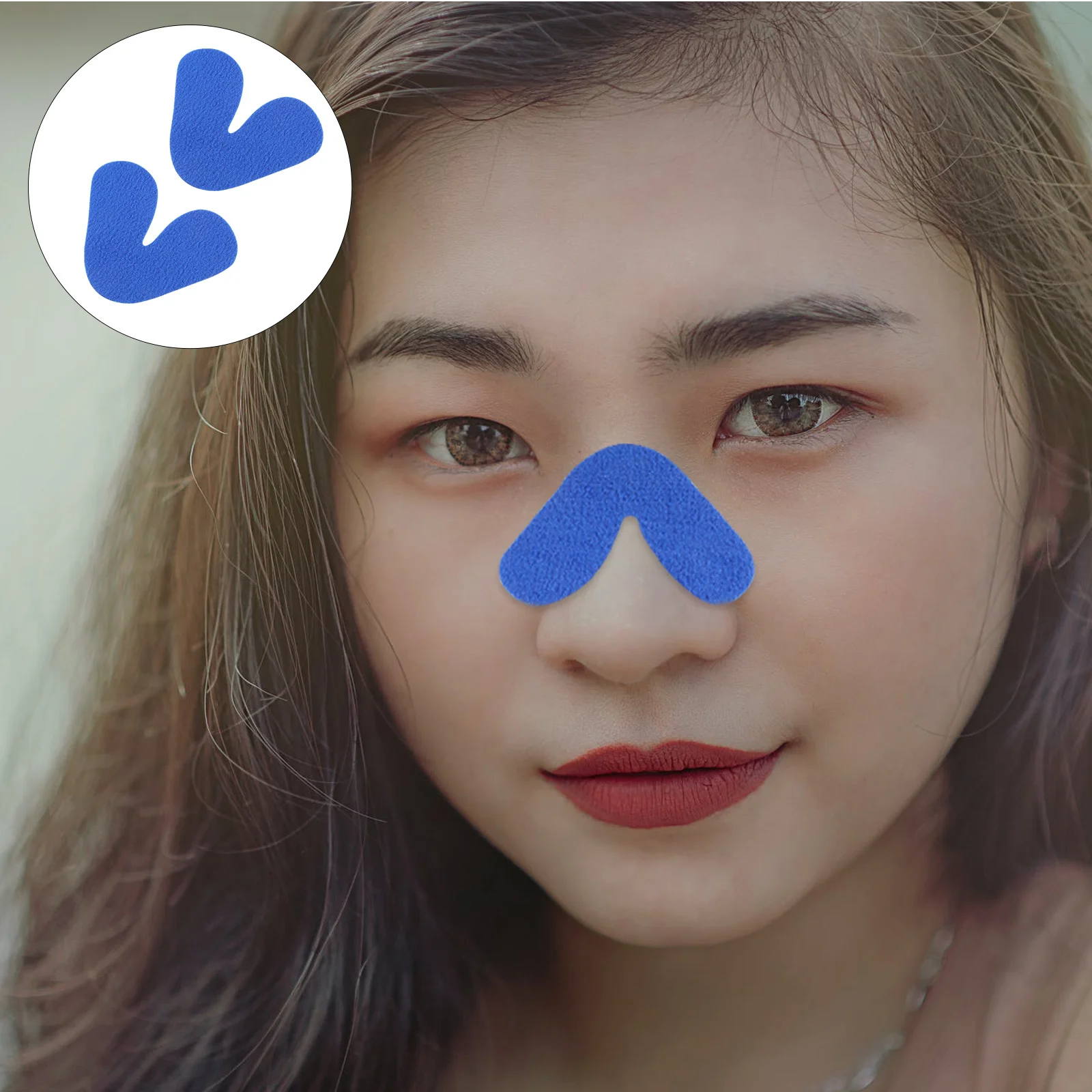 

2pcs Mask Used Nose Pads Polyester Fleece Nasal Pads for Relief Pain (Blue)