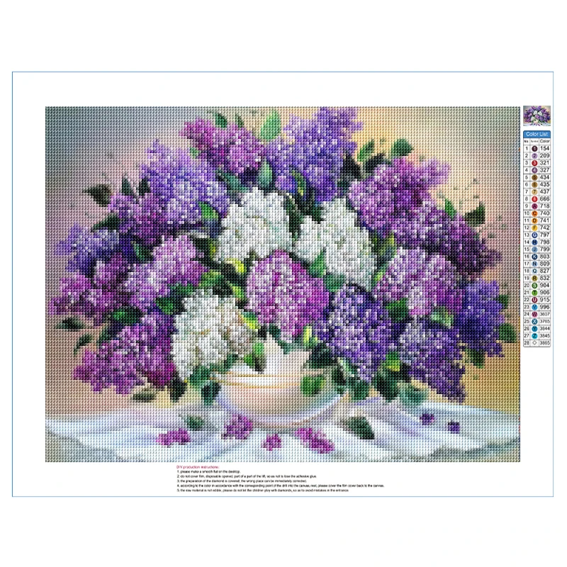 5D DIY Diamond Painting Flowers Vase Cross Stitch Kit Full Drill Embroidery Mosaic Flower Rose Picture of Rhinestones Decor Gift diamond painting