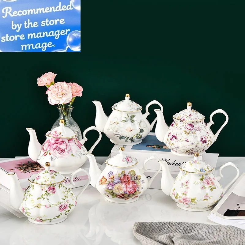 400ML European Bone China Teapot English Afternoon Tea Set Teapot High-Grade Porcelain Coffee Pot Heat Resistant Kettle Pot