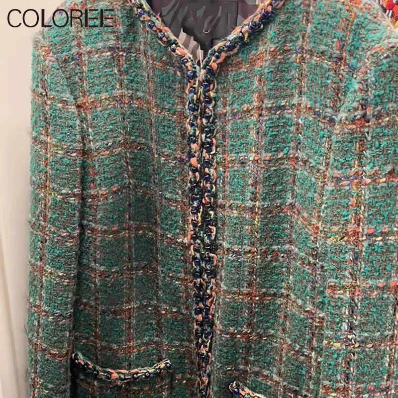 

Luxury Designer Clothing Women 2023 Autumn Winter Vintage Green Pliad Jaqueta Feminina Korean Fashion Abrigo Mujer Invierno