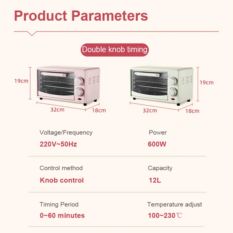 Electric oven 12L Electric Oven Multifunctional Mini-oven Roaster Household Intelligent Pizza Barbecue Bread Baking Toaster Breakfast Machine