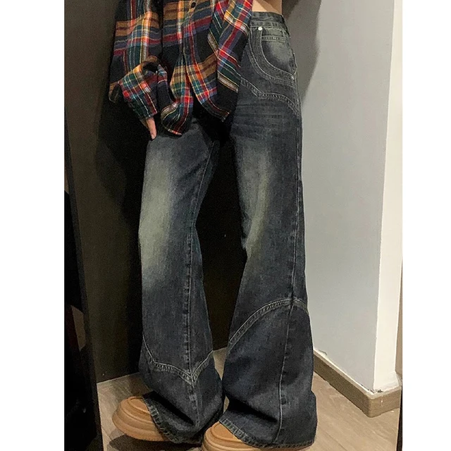 Y2K – jean à jambes larges pour fille épicée, série sombre, pantalon évasé ample, taille haute, amincissant, pour femmes, nouvelle collection 4