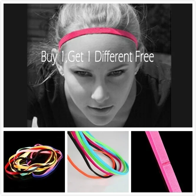 Description Picture 2 of itemWomen Men Yoga Boys Football Pure Color Thin Hair Bands Sports Headband Anti-slip Elastic Rubber Hair