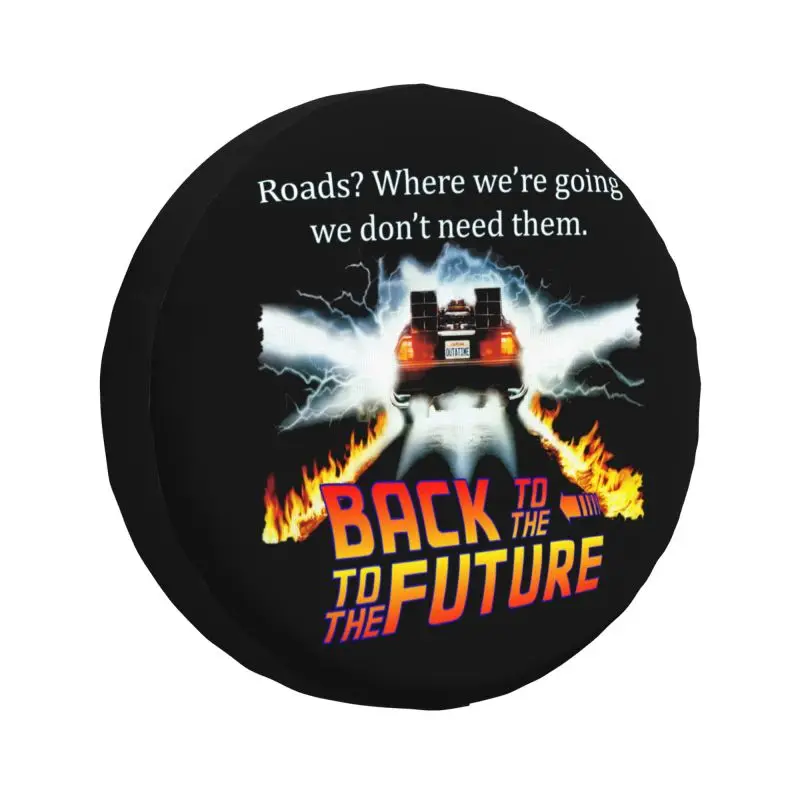 

Retro Movie Back To The Future Tire Cover 4WD 4x4 RV Sci-fi Adventure Film Spare Wheel Protector for Mitsubishi Pajero