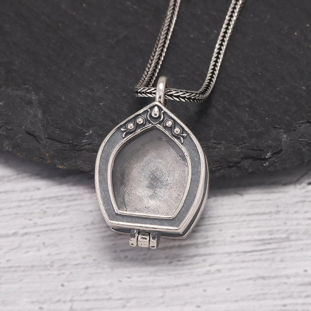 925 Sterling Silver Vintage Openable Locket Necklace for Women and Men Gawu Box Photo Frame Pendant Unisex Fine Jewelry