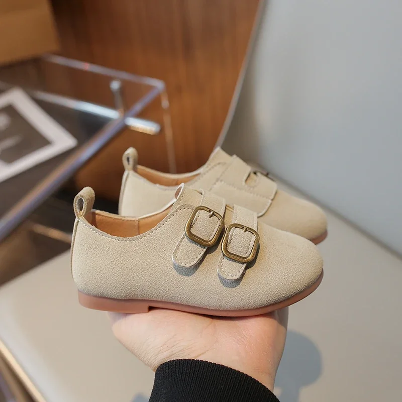 New Children's Leather Shoes Girls' Flat Shoes Fashion Spring Autumn Kids Boys Causal Mary Jane Solid Color Soft Bottom