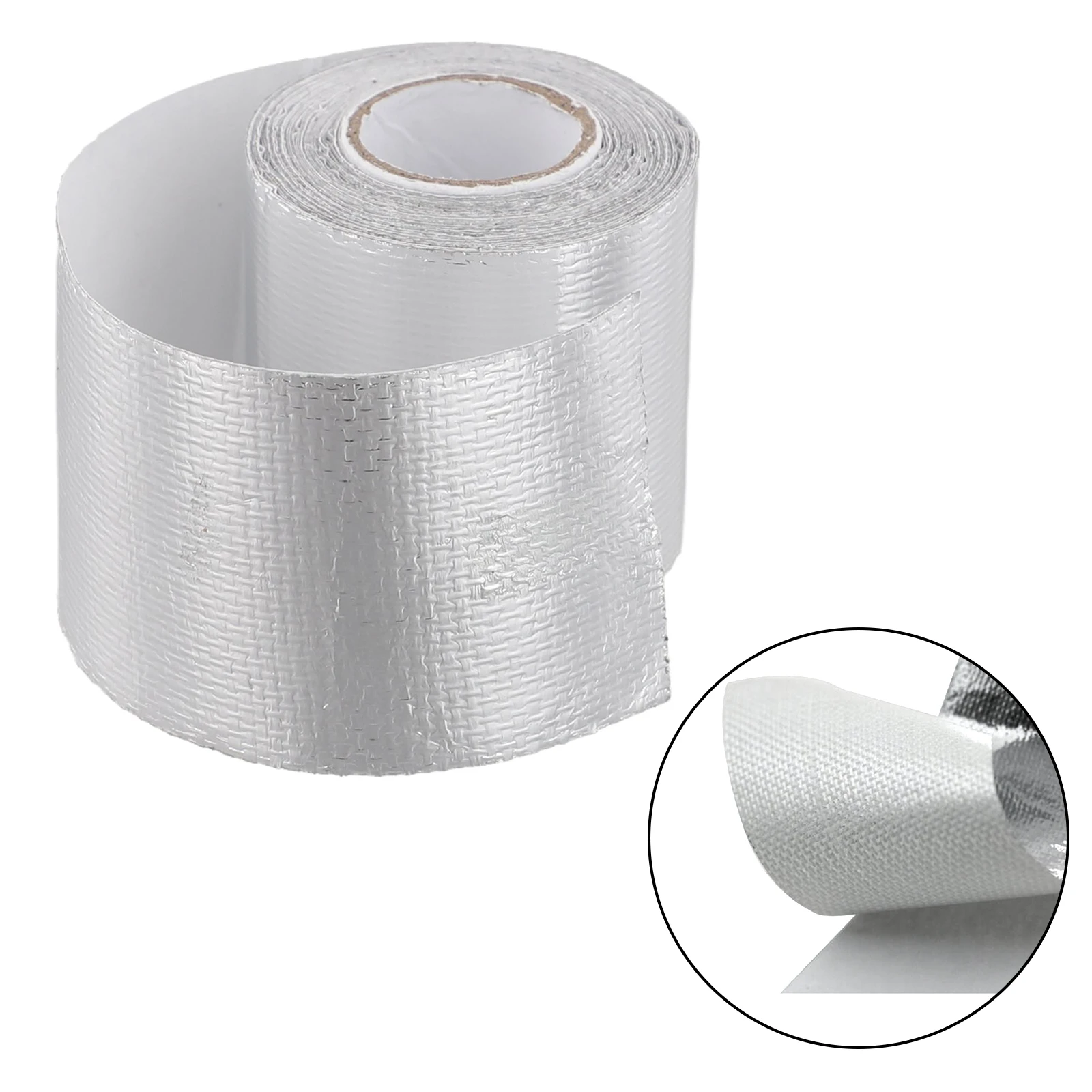 5 미터 50mm 배기 테이프 실버 유리 섬유 자동차 연료 파이프 도어 방화벽 후드 열 차폐 랩 자동차 액세서리