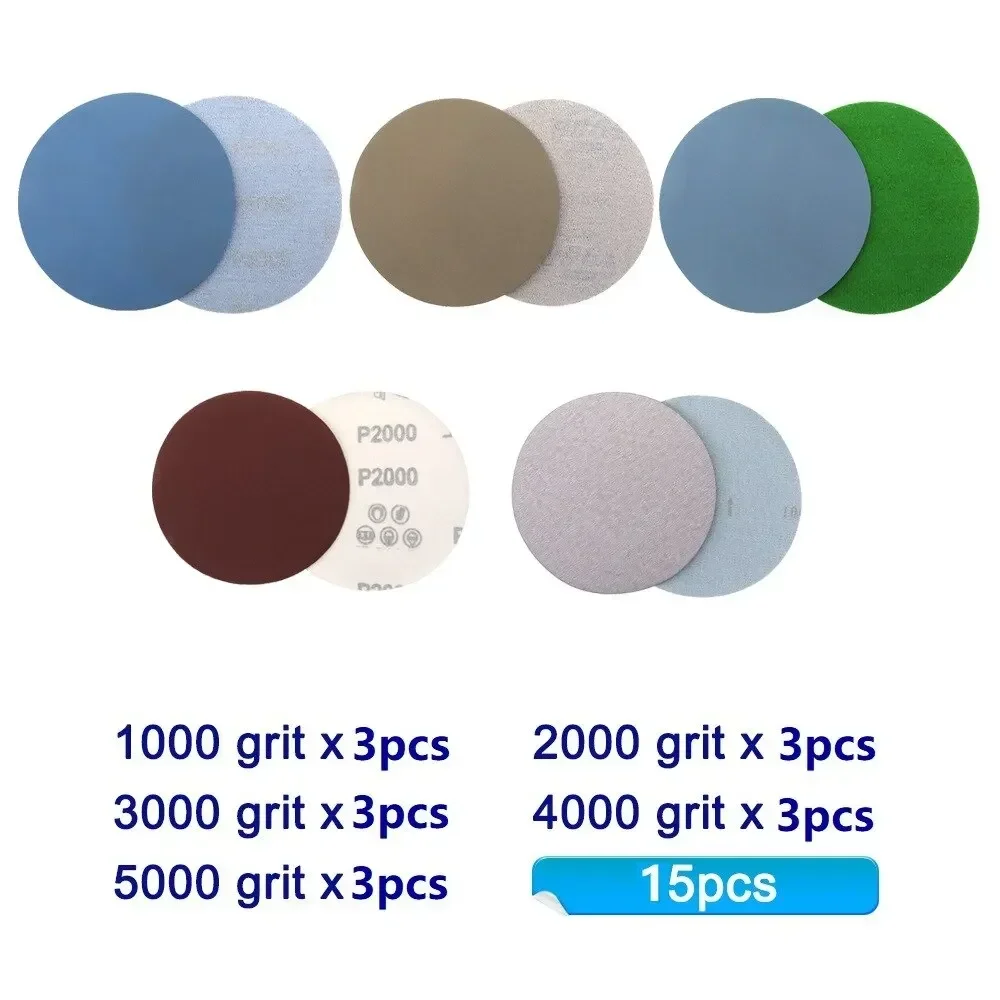 Sanding Discs 15pcs P1000 P2000 P3000 P4000 P5000 flocking sandpaper self-adhesive polishing sanding flakes