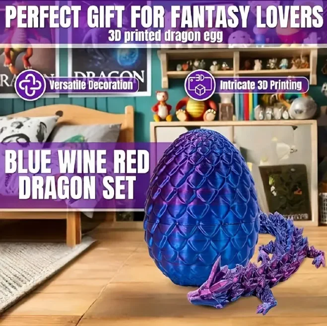 Creative Decompression Dragon Egg Chameleon Pendulum 3D Printed Toy Complete Set of Gifts Colorful Decoration