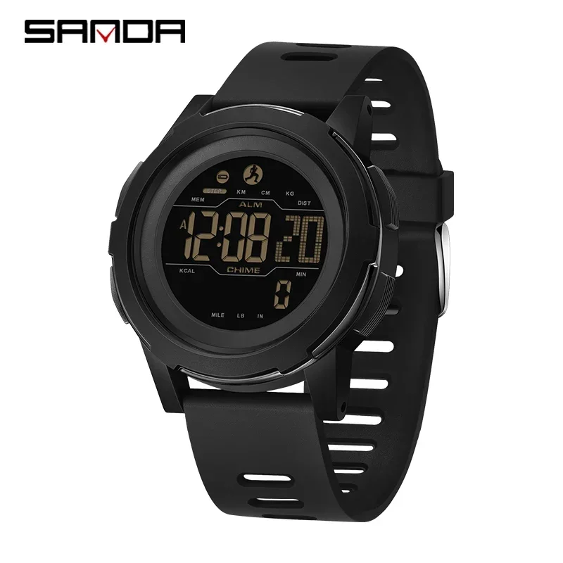 SANDA 2189 Military Waterproof LED Digital Mens Wristwatches Luxury Sports Pedometer Men Watches Shockproof Reloj Hombre