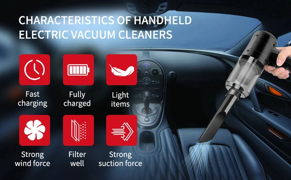 Description Picture 6 of item15000PA Compressed Air Dust Collector Handheld Vacuum Cordless High Power Car Vacuum Cleaner Hairdryer Mini Portable