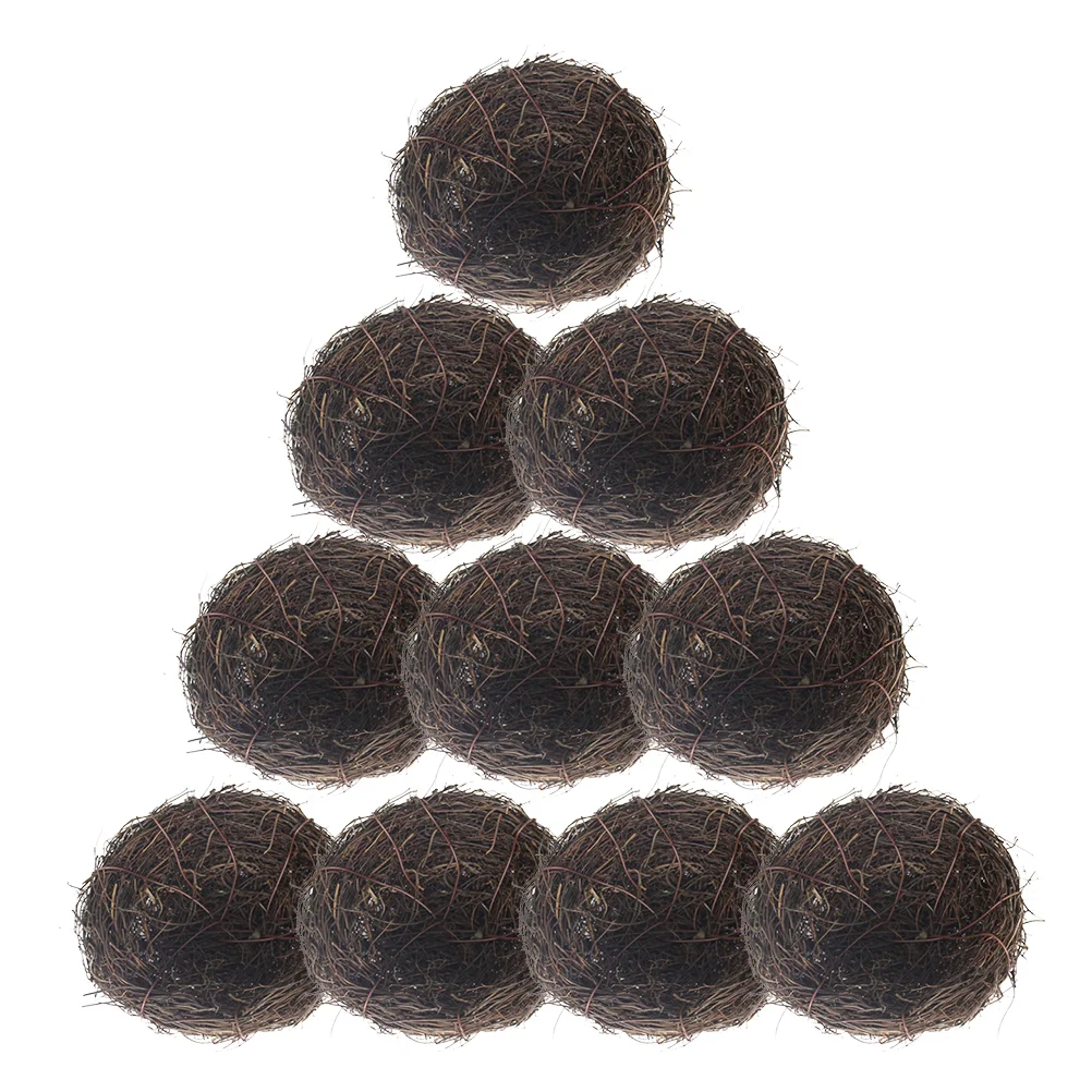 

10 Pcs Simulated Bird's Nest Animal Artificial Decoration Rattan Prop Eggs Crafts Spring Nests