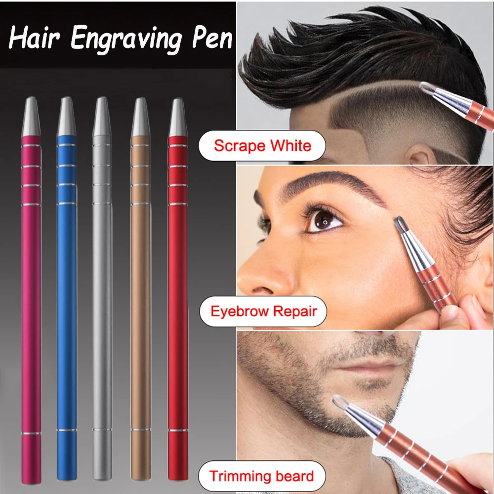 Professional Magical Engrave Beard Hair Scissors Eyebrow Carve Pen Tattoo Barber Hairdressing Oil Head Carving | Красота и здоровье