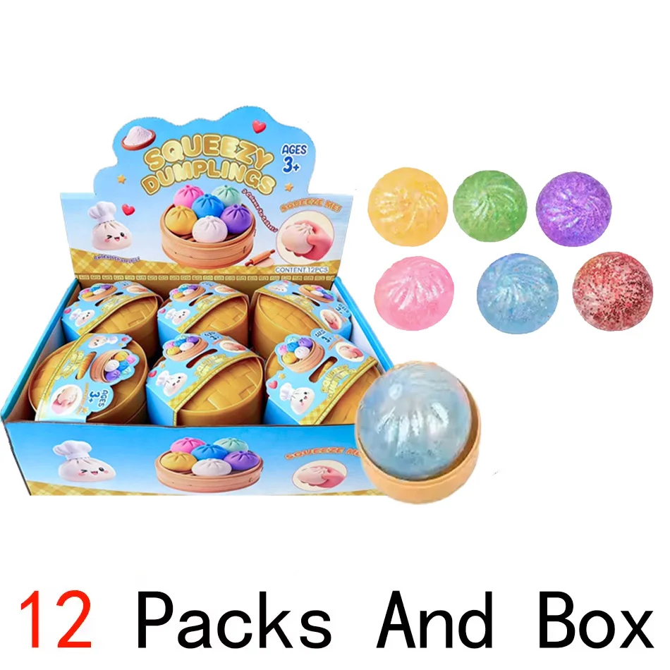 Glitter Dumpling Squishy Toy with Steamer Box - Stress & Anxiety Relief