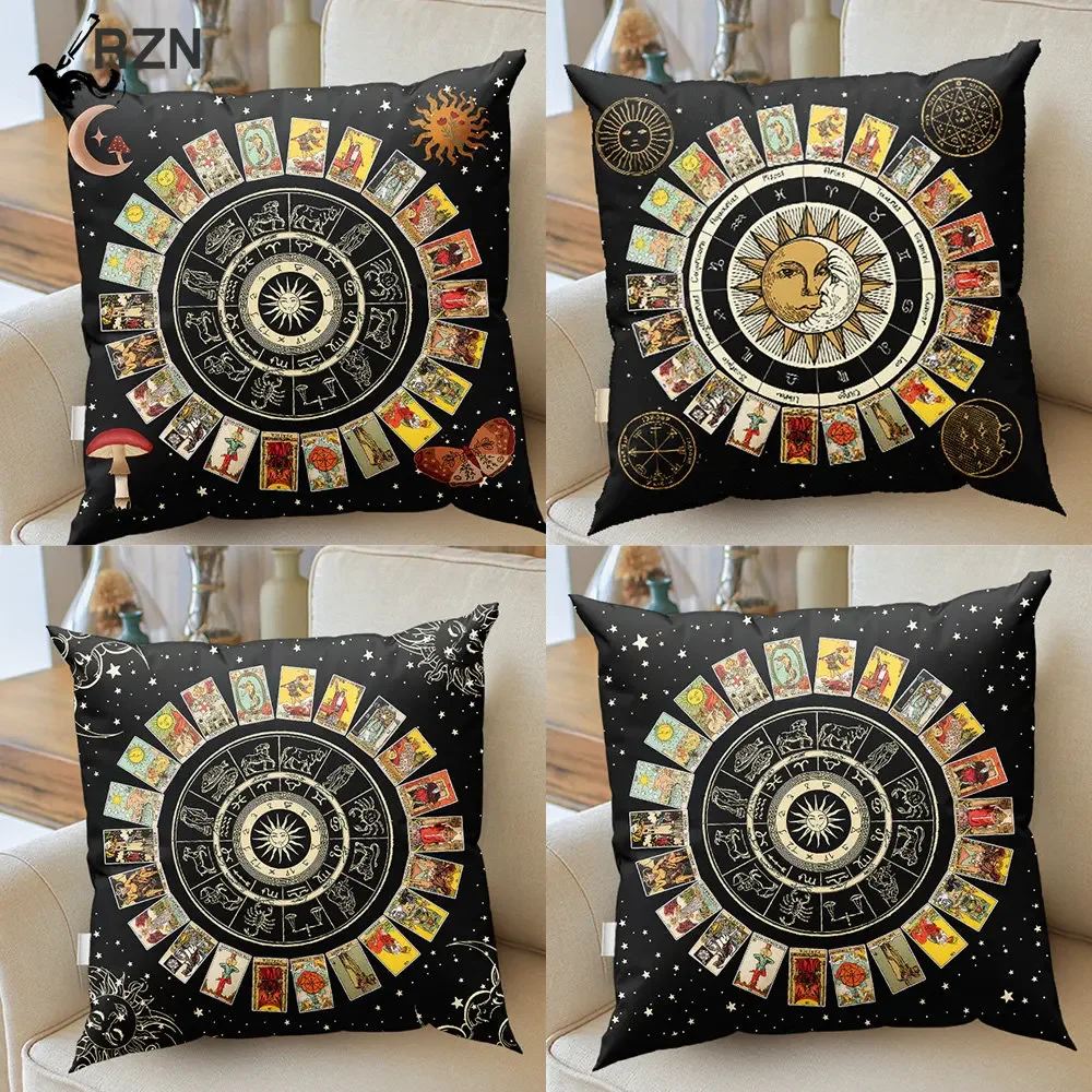 

Mandala Tarot Card Throw Pillows Cushion Cover Zodiac Astrology Chart Sun Moon mushroom Sofa Home Decor Decorative Pillowcase