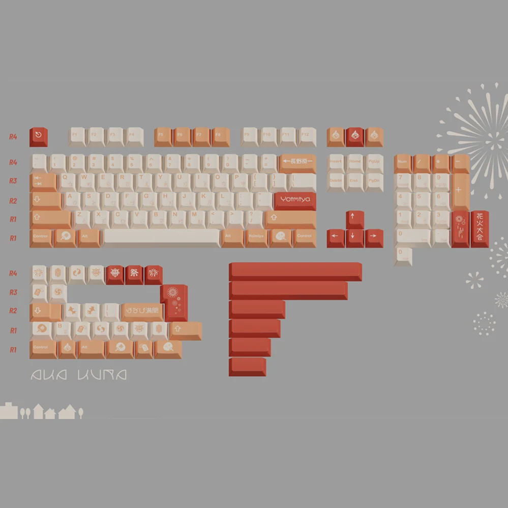 Personalizado Night Palace Keycaps Kit para Teclado Mecânico Faça Você Mesmo Keycaps Design Original Perfil de Cereja Dye Sub Pbt 142 Chaves Conjuntos