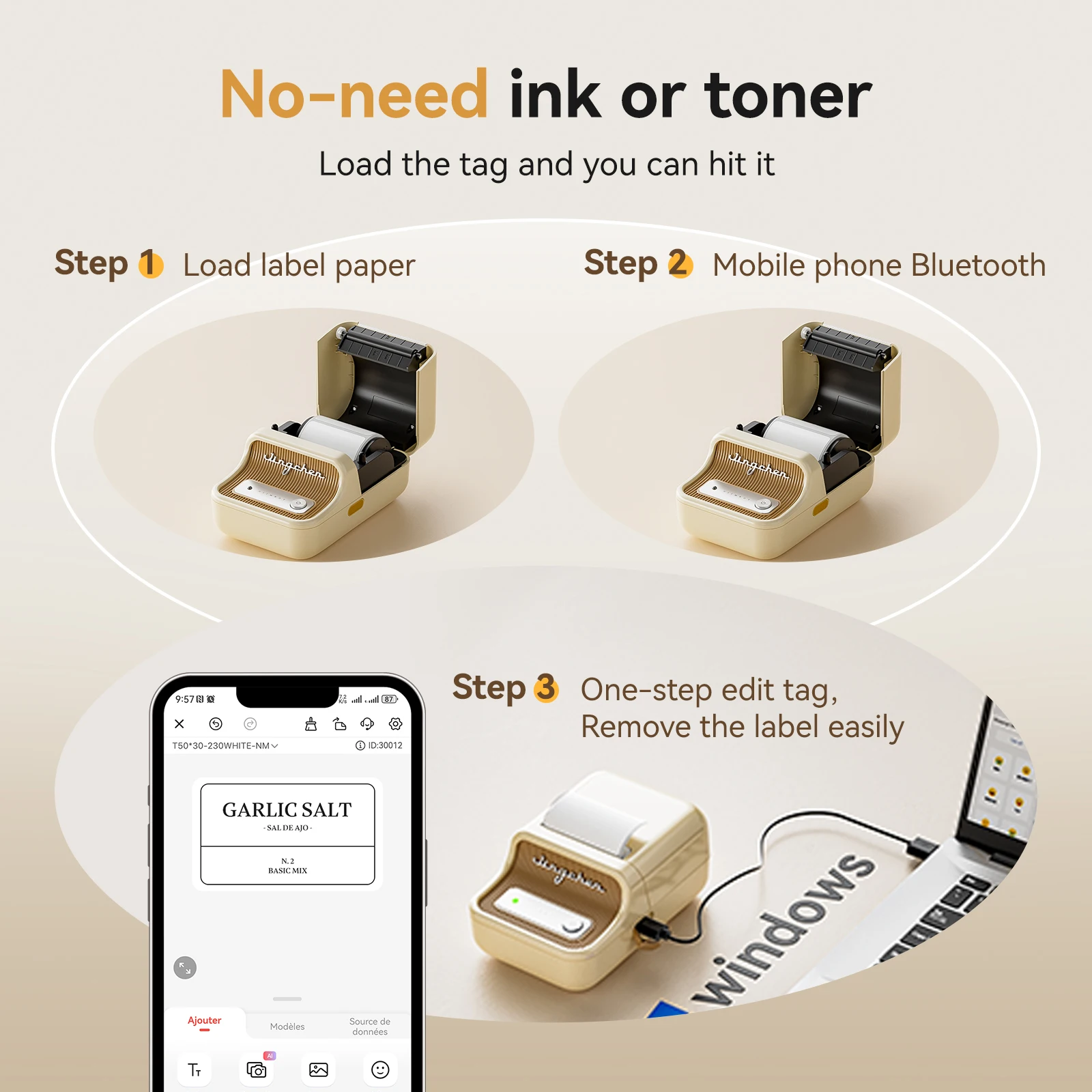 300dpi Niimbot B21 Pro Label Printer Wireless Printer 20-50mm Print Width for Photos Receipts Notes Coffee Grocery Business Use