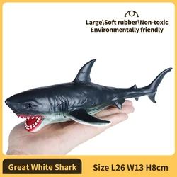 Realistic Soft Rubber Sea Animal Whale and Shark Toys for Kids - Perfect for Bath and Beach Fun (Great White Shark)