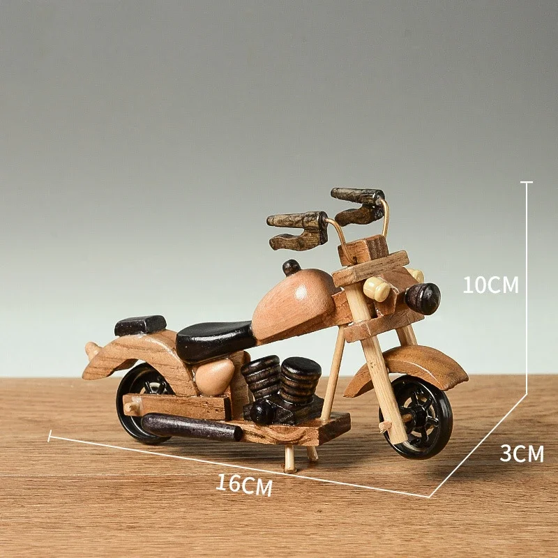 Retro Wooden Motorcycle Model Car Toy Doll Ornaments Handmade Home Office Decoration Crafts Children's Birthday Gifts ornament crafts miniature ornament miniature figurines wooden figurine crafts resin crafts glass fruit pendants