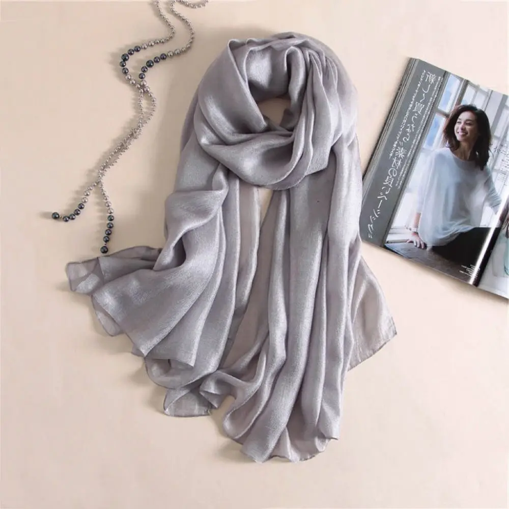 Linen Women Plain Scarf Fashion Pure Color Foulard Female Sunscreen Shawl 180x85cm Bandanas Plus Size Hijab 6