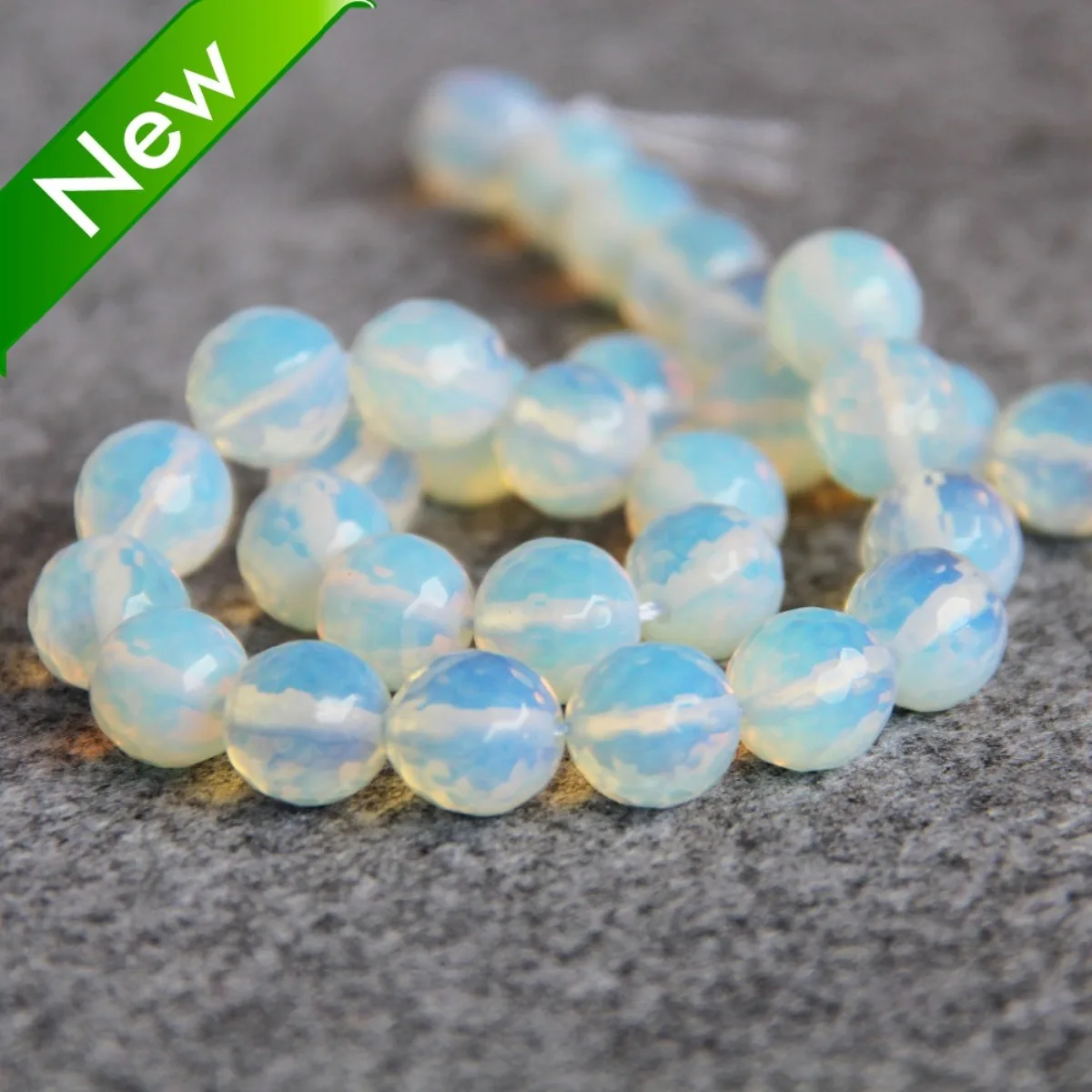 

14mm White Round Sri Lanka Moonstone Loose Beads Faceted Opal Semi Finished Stone DIY Necklace Bracelet Jewelry Making Design