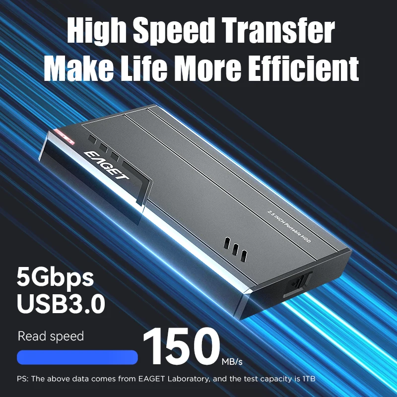 DIERI 2TB USB3.0 Hoge-snelheid Draagbare Harde Schijf 2,5 inch SATA Mobiele Harde Schijf Hoge-snelheid Transmissie voor PC Laptop Zwart