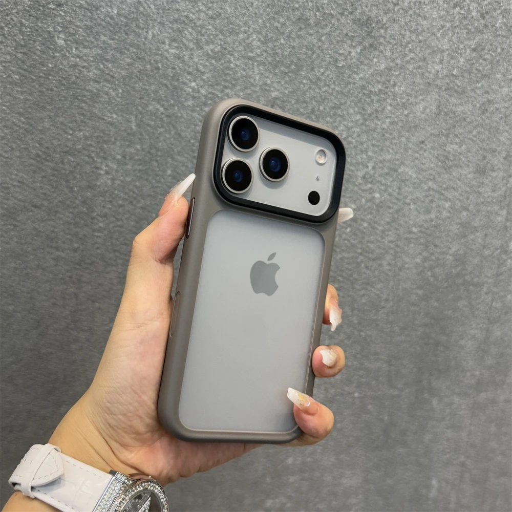 Sleek Translucent Phone Case with Air Camera Control Button - Durable Acrylic TPU Hybrid Armor Mat Cover