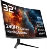 32 inch 240Hz Curved Gaming Monitor 1500R 1080P 125% sRGB 1ms, Freesync/G-sync HDR10,HDMI/DP/USB Ports VESA 1