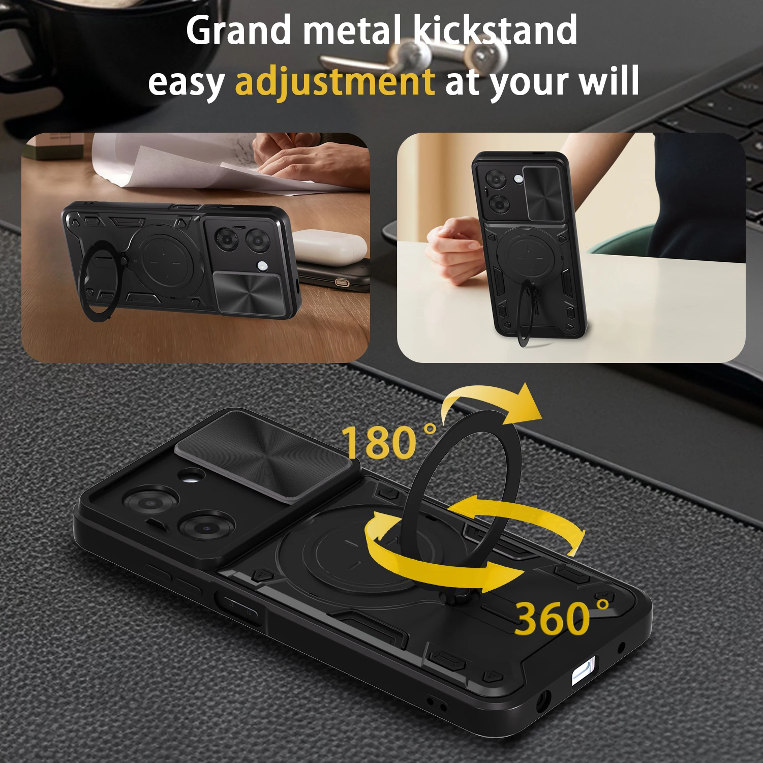 Premium Slide Camera Ring Stand Protective Case for Enhanced Durability and Style – Global Edition