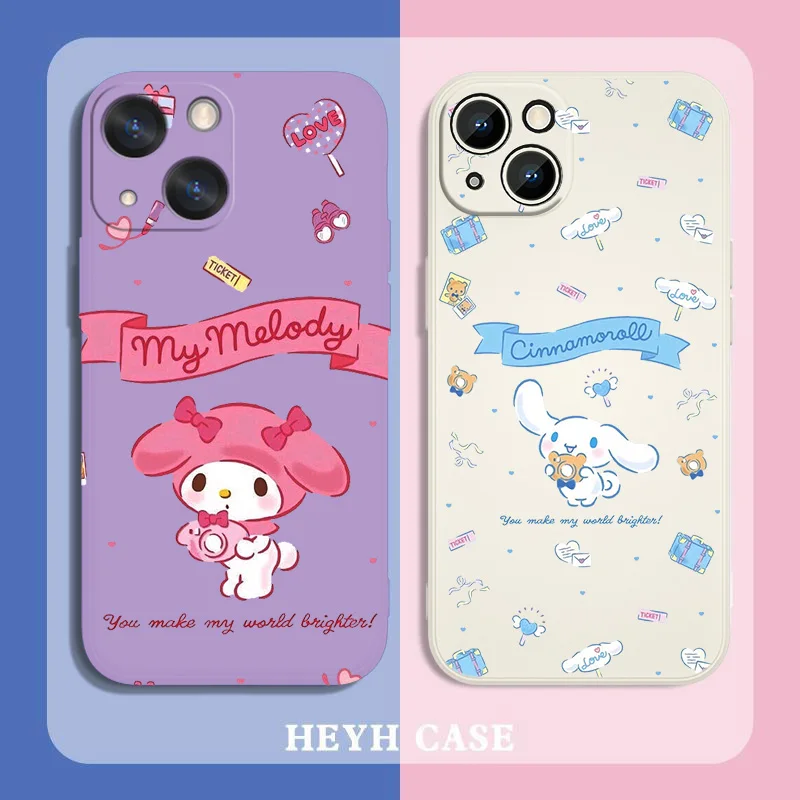 

Cute Kuromi My Melody Phone Case For iPhone iPhone 14 13 12 11 Pro Max mini XR XS X 8 7 6S 6 Plus Liquid Rope Cover Soft Back