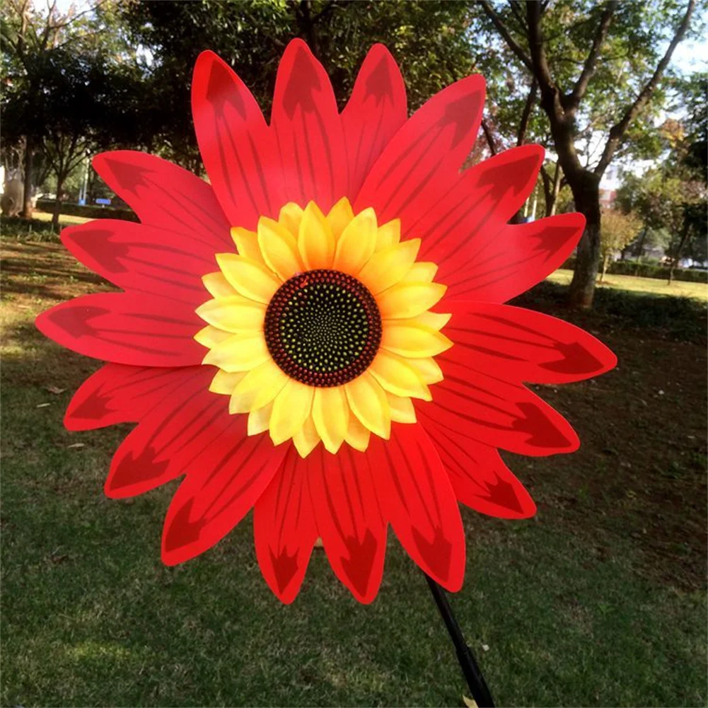 

Pinwheel Windmill Colorful Double Flower 36 * 72cm Hand Held Multicolor Multiple Petals Sunflower Wind Turbine