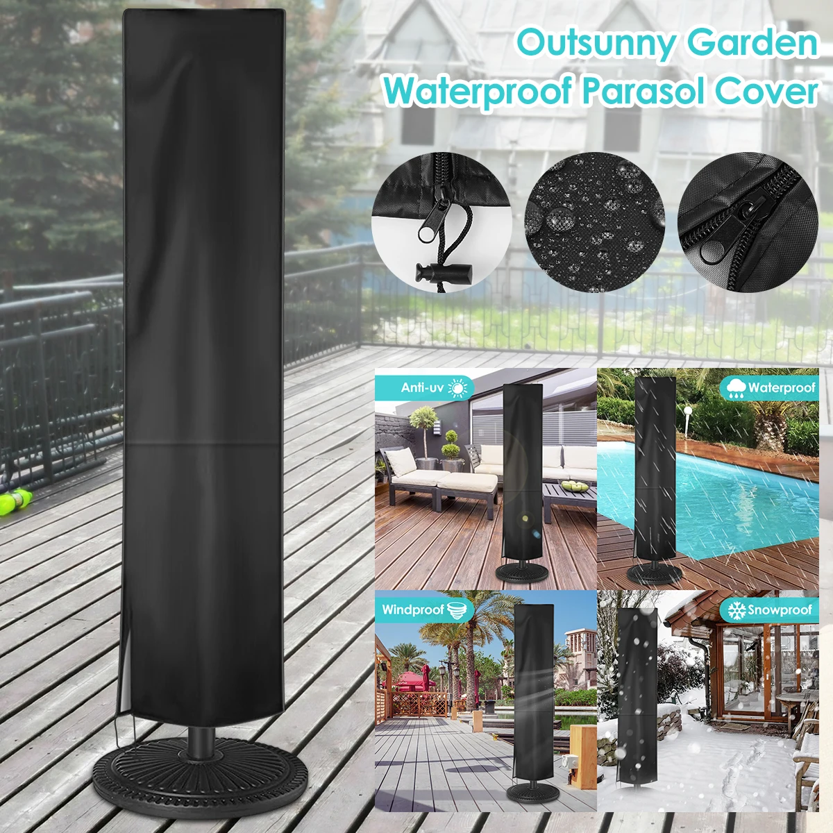 Umbrella Cover 210D Oxford Cloth Waterproof Outdoor Sunshade Garden Patio Parasol Rain Accessories 1pc
