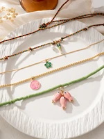 Ensemble de colliers empilés superposés en céramique, breloques de poisson, Design de perles colorées, style bohème, bijoux de fête pour femmes, 4 pièces 4