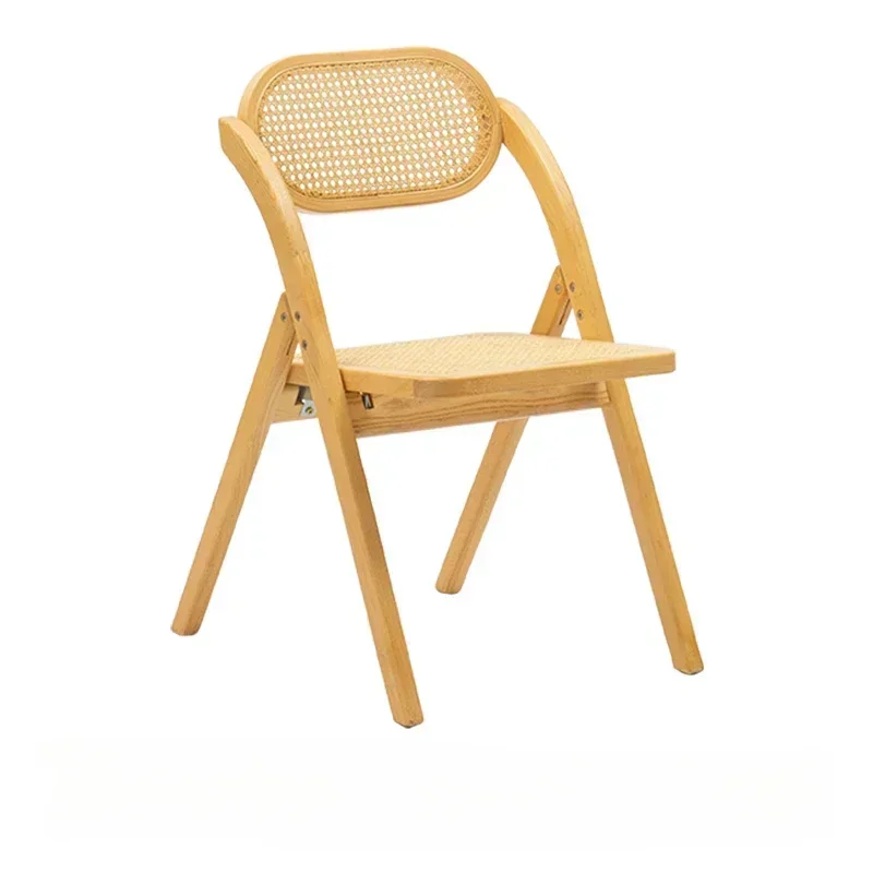 Vintage Rattan Wood Portable Chairs Foldable Dining Chair Modern Armchair Fashion Cadeiras Para Mesa De Jantar Home Furniture