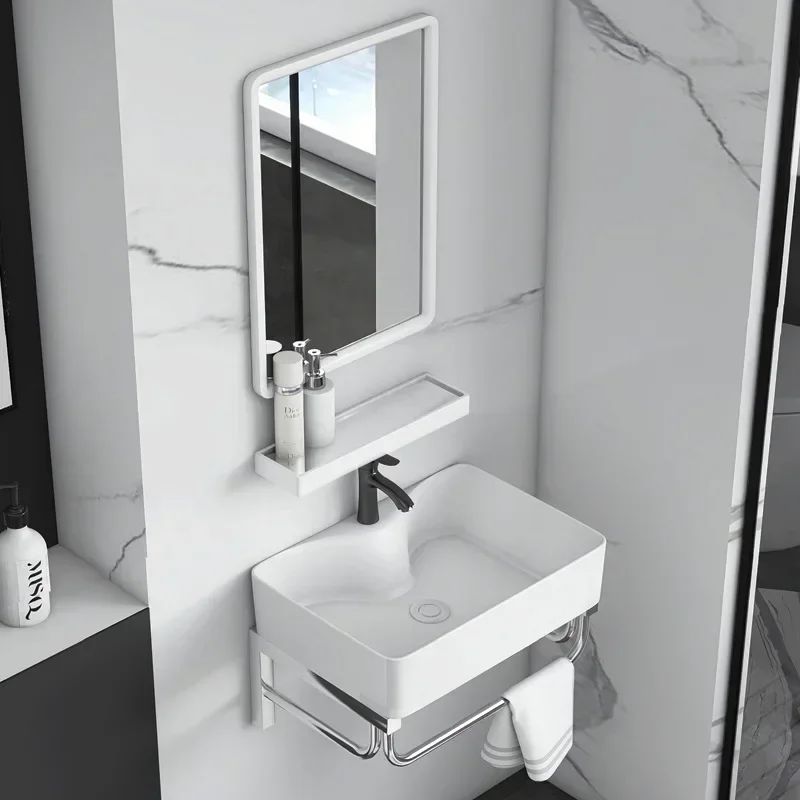

Простая настенная раковина, фарфоровая белая раковина для ванной комнаты, встроенные раковины с раковиной, мебель для ванной комнаты в отеле