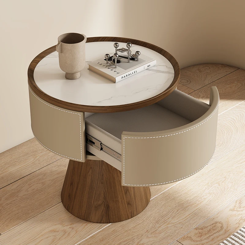 Round Design Bedside Tables With Drawers Premium Aesthetic Bedside Table Modern Luxury Mesitas De Noche Bedroom Furniture 3