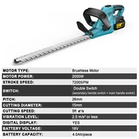 Taille-haie électrique sans fil Gisam 2000W 7200SPM, scie de taille-haie, tondeuse à gazon, outil de jardinage pour batterie Makita 18V 6