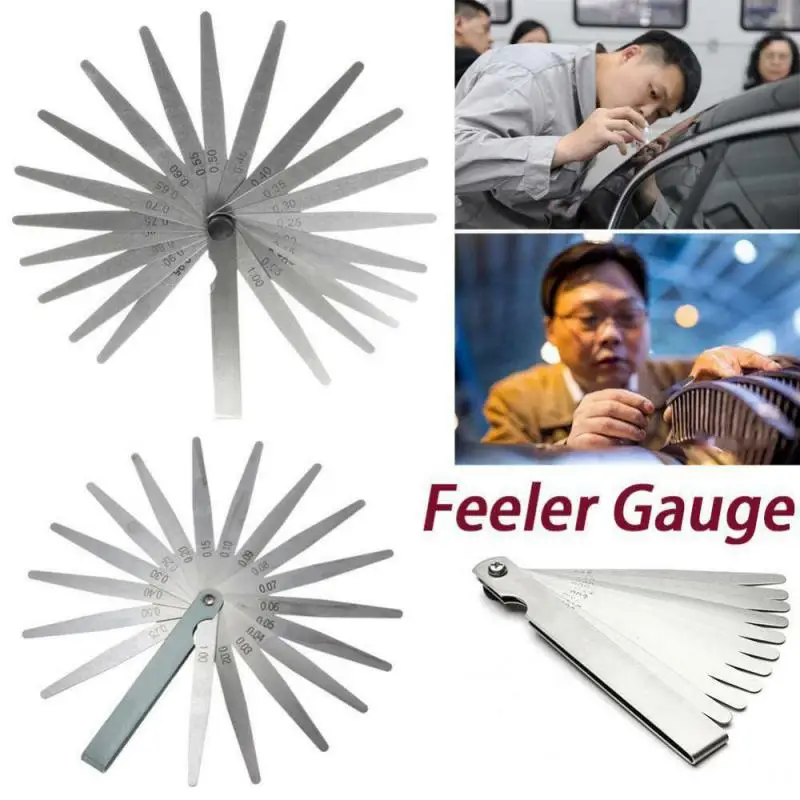 17 Blades Feeler Gauge Thickness Gauges Measurment Tool Gap Wedge For Engine Valve Adjustment 0.02-1mm Percision Measuring Tools
