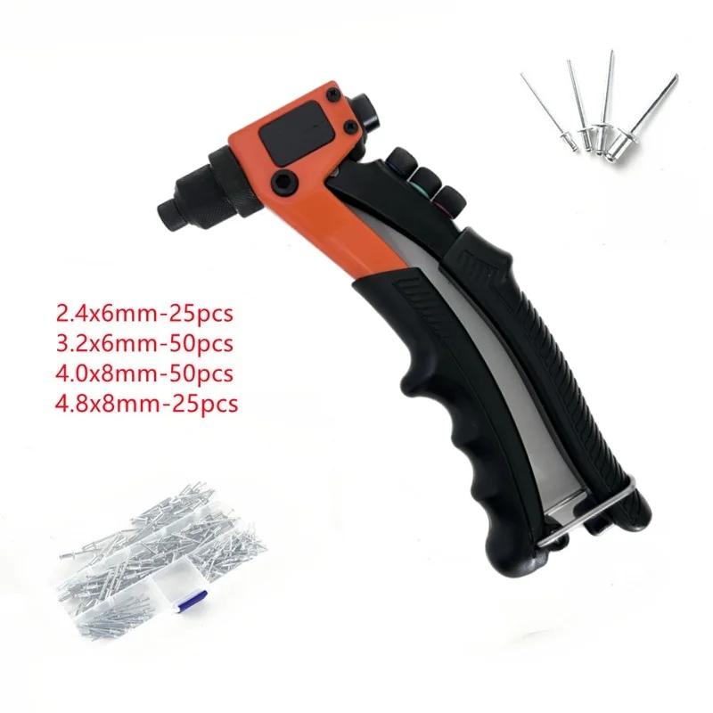 HOSUNTOOLS Single Hand Manual Blind Rivet Gun Tool Riveter for Home Repair and DIY Non-slip Handle 8" (200MM)