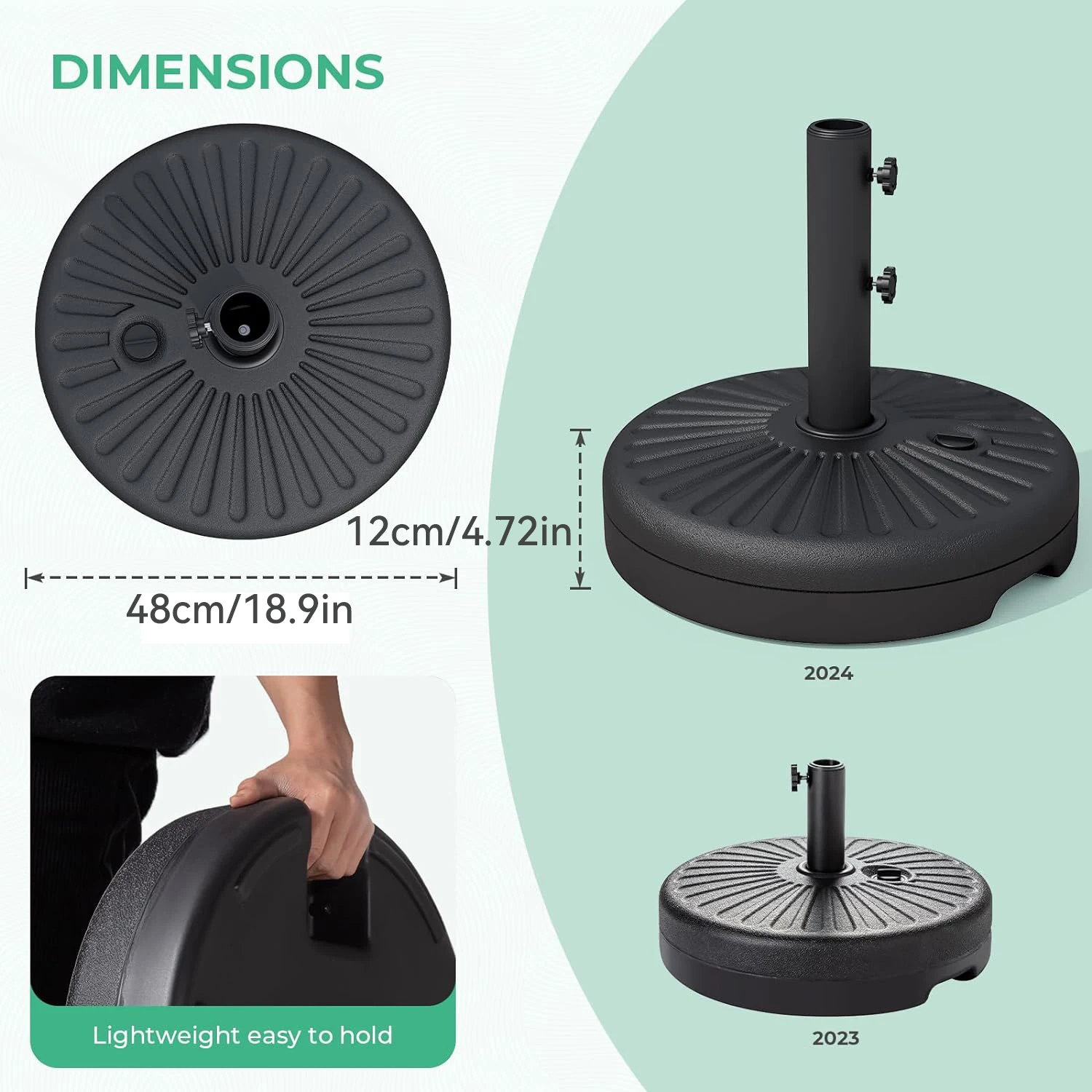 22L Patio Umbrella Stand Outdoor Umbrella Base Water Filled Stand Market Patio Outdoor Heavy Duty Holder